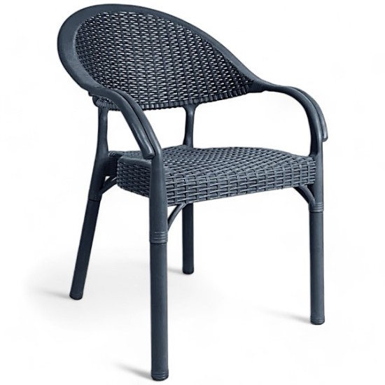Καρέκλα Rattan Πολυπροπυλενίου Γκρί 59x56x88cm