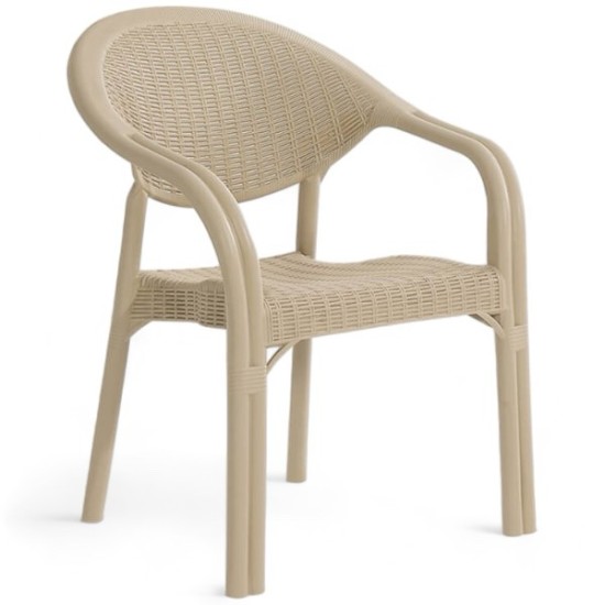 Καρέκλα Rattan Πολυπροπυλενίου Μπεζ 59x56x88cm	