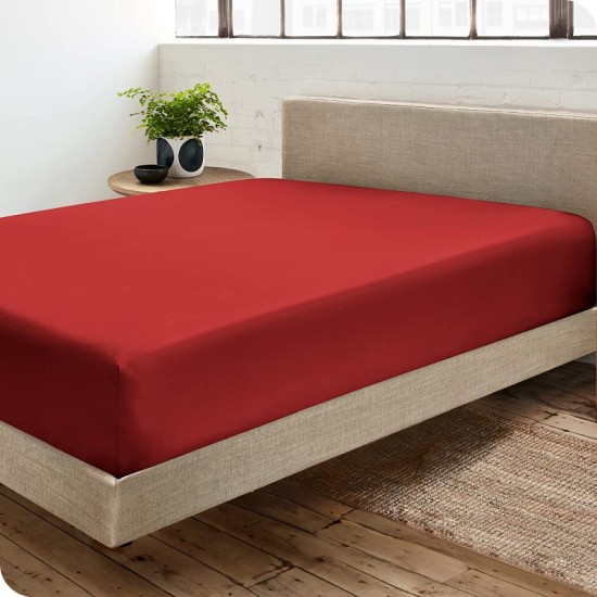 Σεντόνι Διπλο Μεμονωμένο Με Λάστιχο 220Χ240Χ25cm-Κοκινο