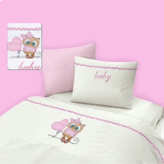 Σεντόνια Βρεφικά με Κέντημα Isadore Lorraine Σετ 120×160 Baby Elephant Pink