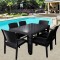 Σετ Τραπεζαρία Rattan 90x150x75x με 6 καρέκλες χωρίς τζάμι 