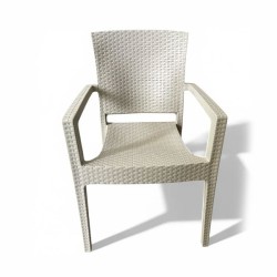 Καρέκλα Rattan Πολυπροπυλενίου 6kg Βαρέου Τύπου Μπεζ 59x56x88cm