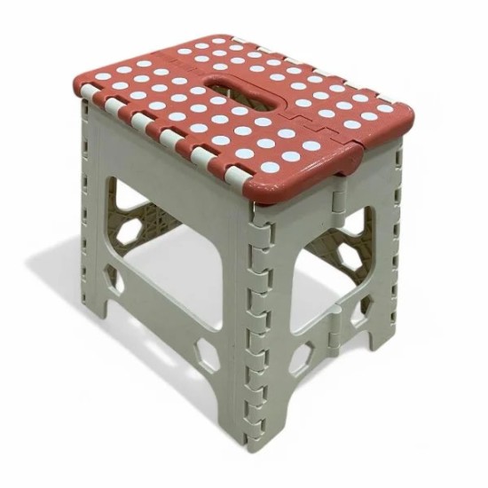 Σκαμπό Πλαστικό Πτυσσόμενο 27X21X30 140kg Αντοχής Κοραλί