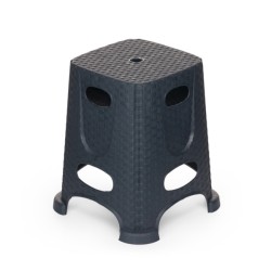 Σκαμπό Εξωτερικού Χώρου Rattan Tif Βαρέως Τύπου 37x37x45 εκ. σε ανθρακί χρώμα