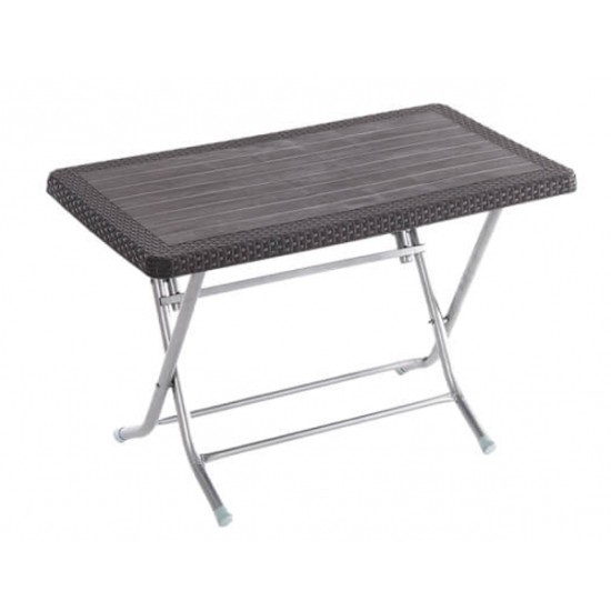 Τραπέζι Πτυσσόμενο Rattan 70x120x70 Καφέ