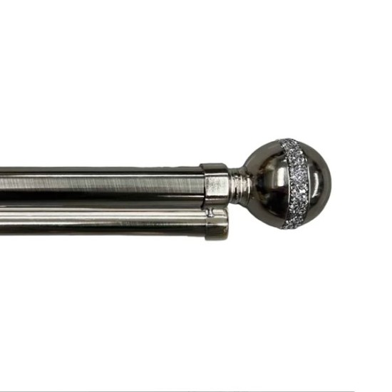 Κουρτινόξυλο Μπάλα Strass Φ28mm Inox Ασήμι 160cm εως 300cm