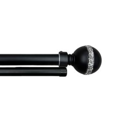 Κουρτινόξυλο Μπάλα Strass Φ28mm Inox Μαύρο 160cm εως 300cm