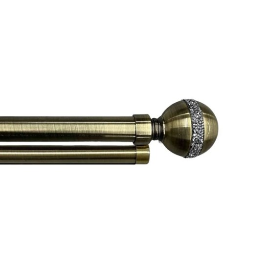 Κουρτινόξυλο Μπάλα Strass Φ28mm Inox Χρυσό 160cm εως 300cm