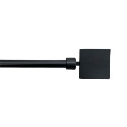 Κουρτινόξυλο Πτυσσόμενο Φ19mm Inox Μεταλλικό Μαύρο Τετράγωνο 160cm εως 300cm