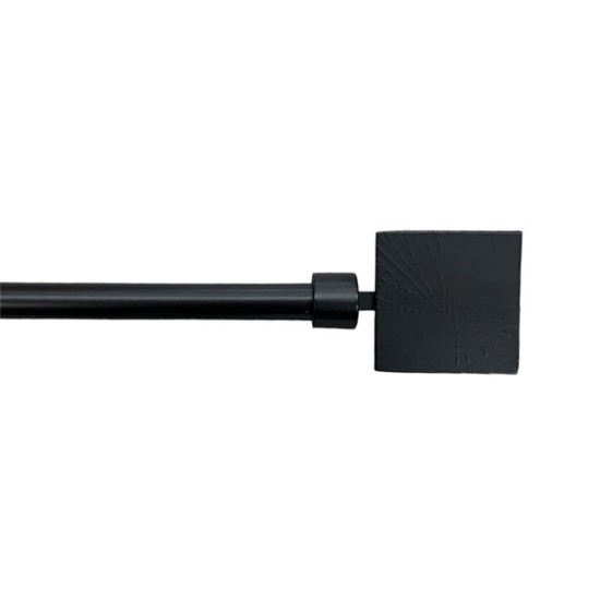 Κουρτινόξυλο Πτυσσόμενο Φ19mm Inox Μεταλλικό Μαύρο Τετράγωνο 160cm εως 300cm