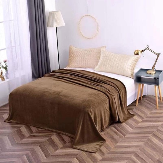 Κουβέρτα Υπέρδιπλη 220x240 Βελουτέ Καφέ
