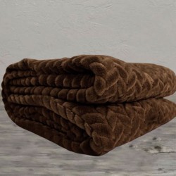 Κουβέρτα Φλίς Μονή 160×220 Βελουτέ Καφέ Σκούρο