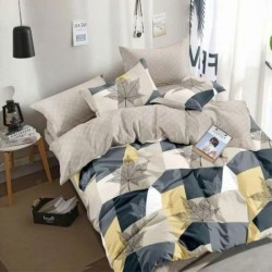 Σετ Παπλωματοθήκη Υπέρδιπλη 5τμχ 220x240 Μοτίβο Κίτρινο-Πετρόλ