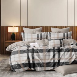 Σετ Παπλωματοθήκη Υπέρδιπλη 5τμχ 220x240 Καρό Μοτίβο