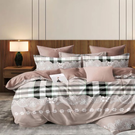 Σετ σεντόνια Υπέρδιπλα 4τμχ 220x240cm με λάστιχο Καρό