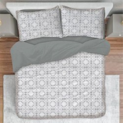 Σετ Σεντόνια Υπέρδιπλα 4τμχ 240X260 IL-LINE Γκρι με Γκρι Σκούρο Μοντέρνο Μοτίβο