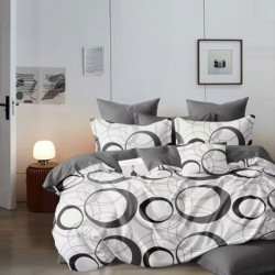 Σετ Σεντόνια Μονά Μονόχρωμα 3τμχ Γκρι Άσπρο με Λάστιχο 160x240