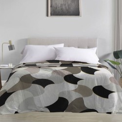  Κουβέρτα Βελουτέ Υπέρδιπλη  210x240 Γκρί-Μάυρο 