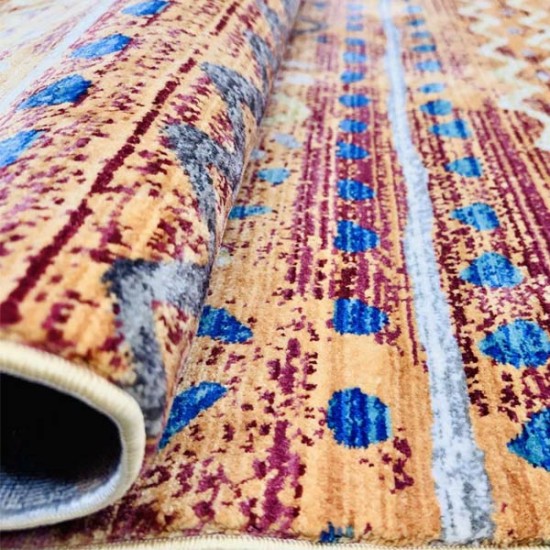 Xαλί Ανάγλυφο Καφέ Πολύχρωμο Σχέδιο 160x220cm
