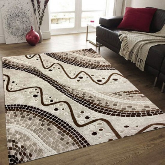 Χαλιά Μοντέρνα 200x290cm-καφέ&άσπρο