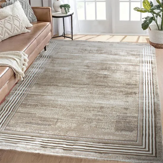 Χαλιά Ανάγλυφα Super Soft Εκρού- Μόκα 240X300