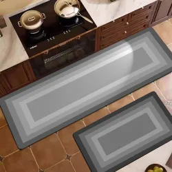 Σετ Πατάκια Κουζίνας 2τμχ 50x80/180×60 Αντιολισθητικά Γκρι