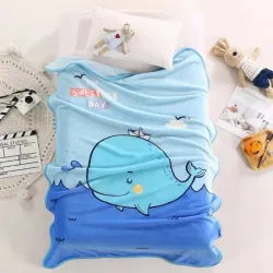Κουβέρτα παιδική γαλάζιο χρώμα με σχεδίο φάλαινα 100x140