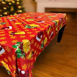 Τραπεζομάντηλο Χριστουγεννιάτικο Κόκκινο με Σχέδια 150x220cm