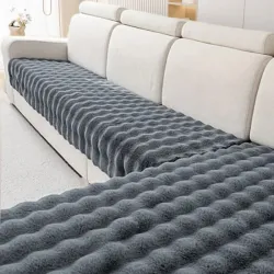Σετ Ριχτάρια Γούνινα Γκρι Σκούρο Rabbit Fluffy Αντιολισθητικά 3 Τεμαχίων