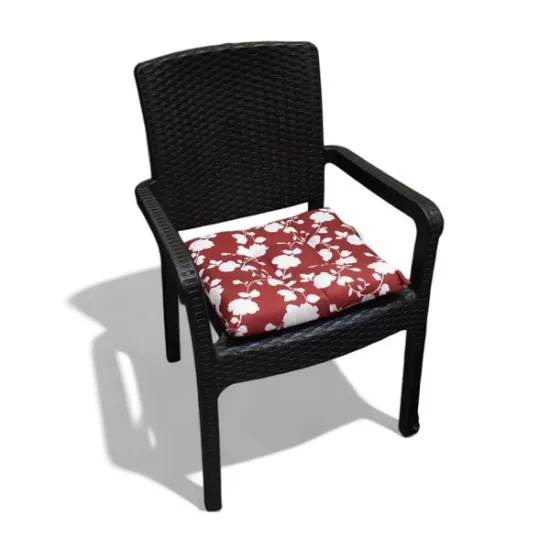 Μαξιλάρι Καρέκλας Βαμβακερό 40X40X5cm Floral Μπορντό
