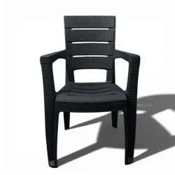 Καρέκλα Rattan Πολυπροπυλενίου Γκρι Σκούρο 57x62x89cm