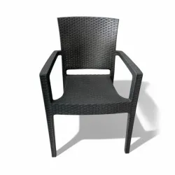 Καρέκλα Rattan Πολυπροπυλενίου 6kg Βαρέου Τύπου Μαύρο 59x56x88cm