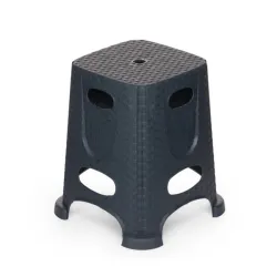 Σκαμπό Εξωτερικού Χώρου Rattan Tif Βαρέως Τύπου 37x37x45 εκ. σε ανθρακί χρώμα