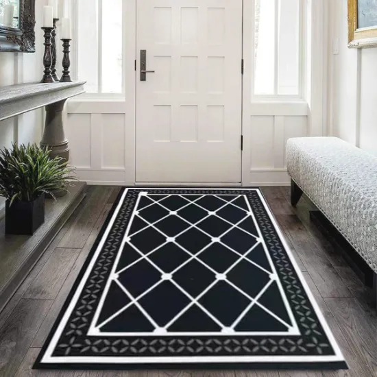 Καλοκαιρινό Πατάκι Μαύρο 50x120cm με Ρόμβους