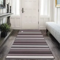 Καλοκαιρινό Πατάκι Καφέ-Ροζ 60x150cm με Ρίγες