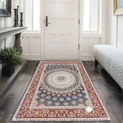 Καλοκαιρινό Πατάκι Κόκκινο 50x120cm με Στρογγυλό Μοτίβο