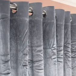 Κουρτίνα με μεταλλικά Κρίκο  270x280 Σκούρο Γκρι Βελουτέ