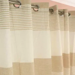 Κουρτίνα με μεταλλικά δαχτυλίδια 270x280 Μπεζ Λεύκο