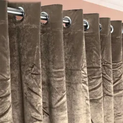 Κουρτίνα με μεταλλικά Κρίκο  270x280 Σκούρο Καφέ Βελουτέ