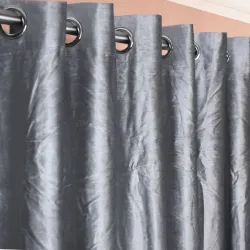Κουρτίνα με μεταλλικά δαχτυλίδια 270x280 Γκρι Μεταξωτή