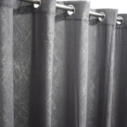 Κουρτίνα έτοιμη ραμμένη με κρίκο 90% σκίασης 270x280 Γκρι Σκούρο
