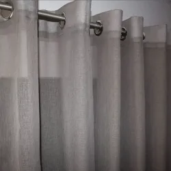 Κουρτίνα έτοιμη ραμμένη λινή με κρίκο 60% σκίασης 270x280 γκρι σκούρο