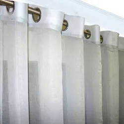 Κουρτίνα έτοιμη ραμμένη λινή με κρίκο 60% σκίασης 270x280 γκρι ανοιχτό