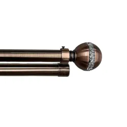 Κουρτινόξυλο Μπάλα Strass Φ28mm Inox Χάλκινο 160cm εως 300cm