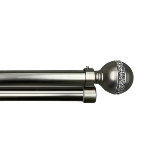 Κουρτινόξυλο Μπάλα Strass Φ28mm Inox Ασήμι Ματ 160cm εως 300cm