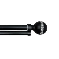 Κουρτινόξυλο Μπάλα Strass Φ28mm Inox Μαύρο 160cm εως 300cm