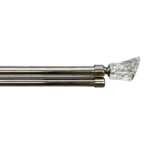 Κουρτινόξυλο Κρύσταλλο Φ28mm Inox Μεταλιζέ 160cm εως 300cm