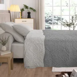 Κουβερλί Διπλό Μονόχρωμο 200x220 Διπλής Όψης Γκρι Εκρού