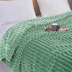 Κουβέρτα Υπέρδιπλη 20x240 Super soft Βελουτέ Ριγέ Βεραμάν