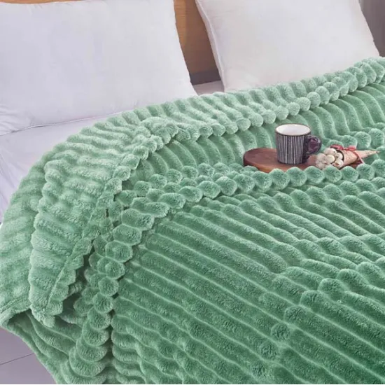 Κουβέρτα Υπέρδιπλη 20x240 Super soft Βελουτέ Ριγέ Βεραμάν